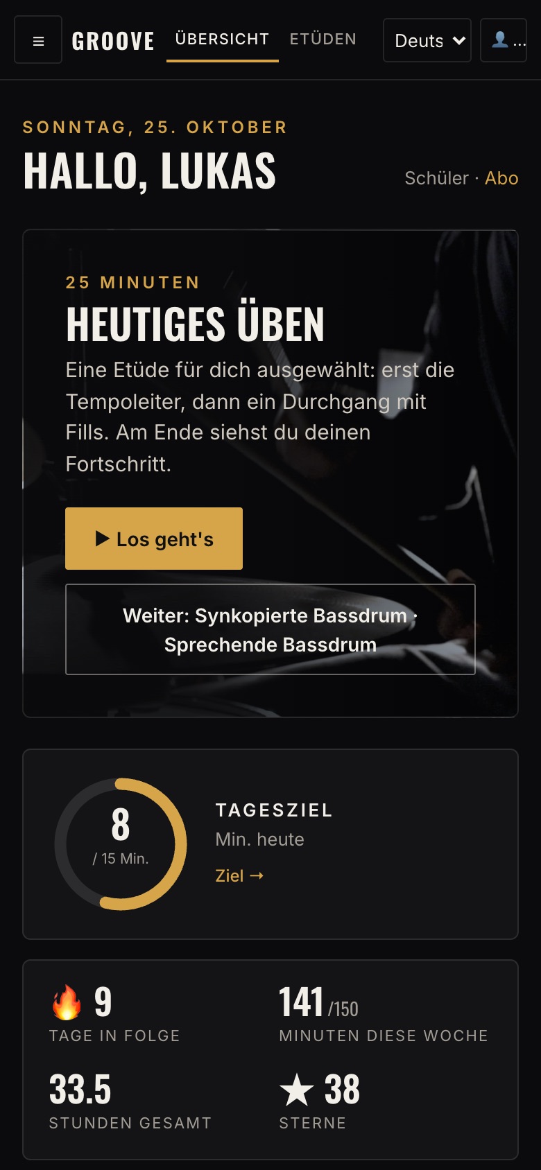 Groove Coach auf dem Smartphone