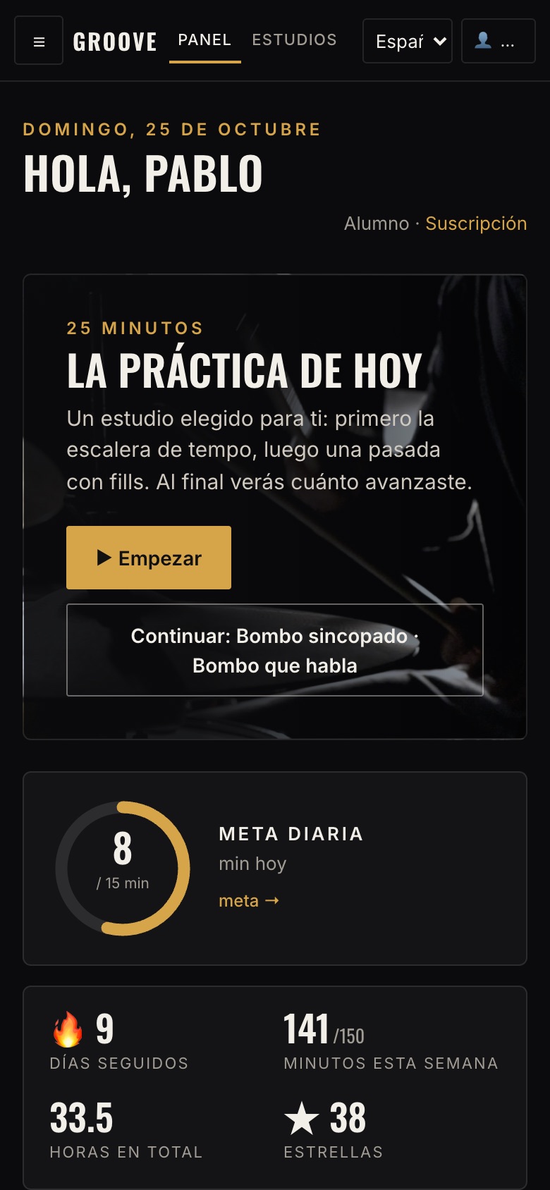 Groove Coach en el móvil