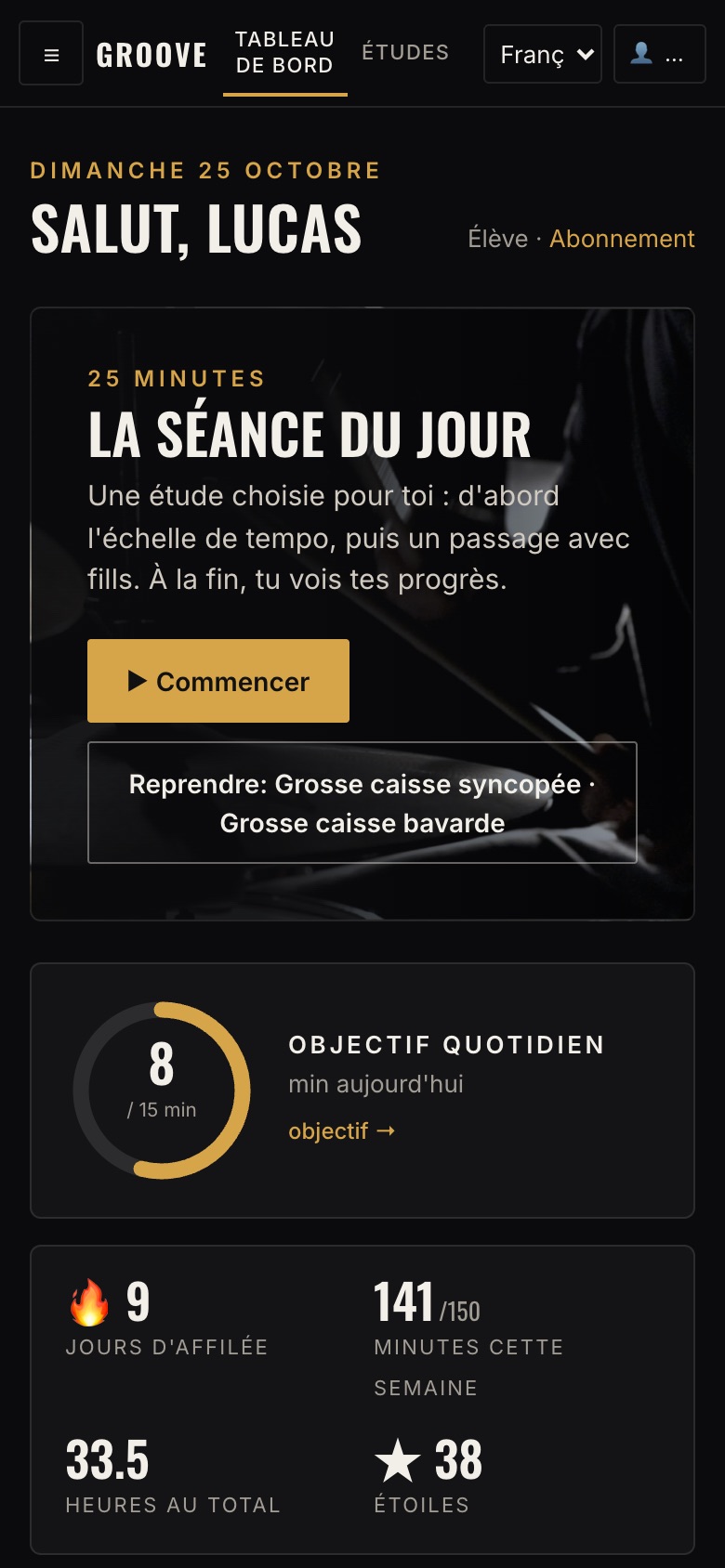 Groove Coach sur téléphone
