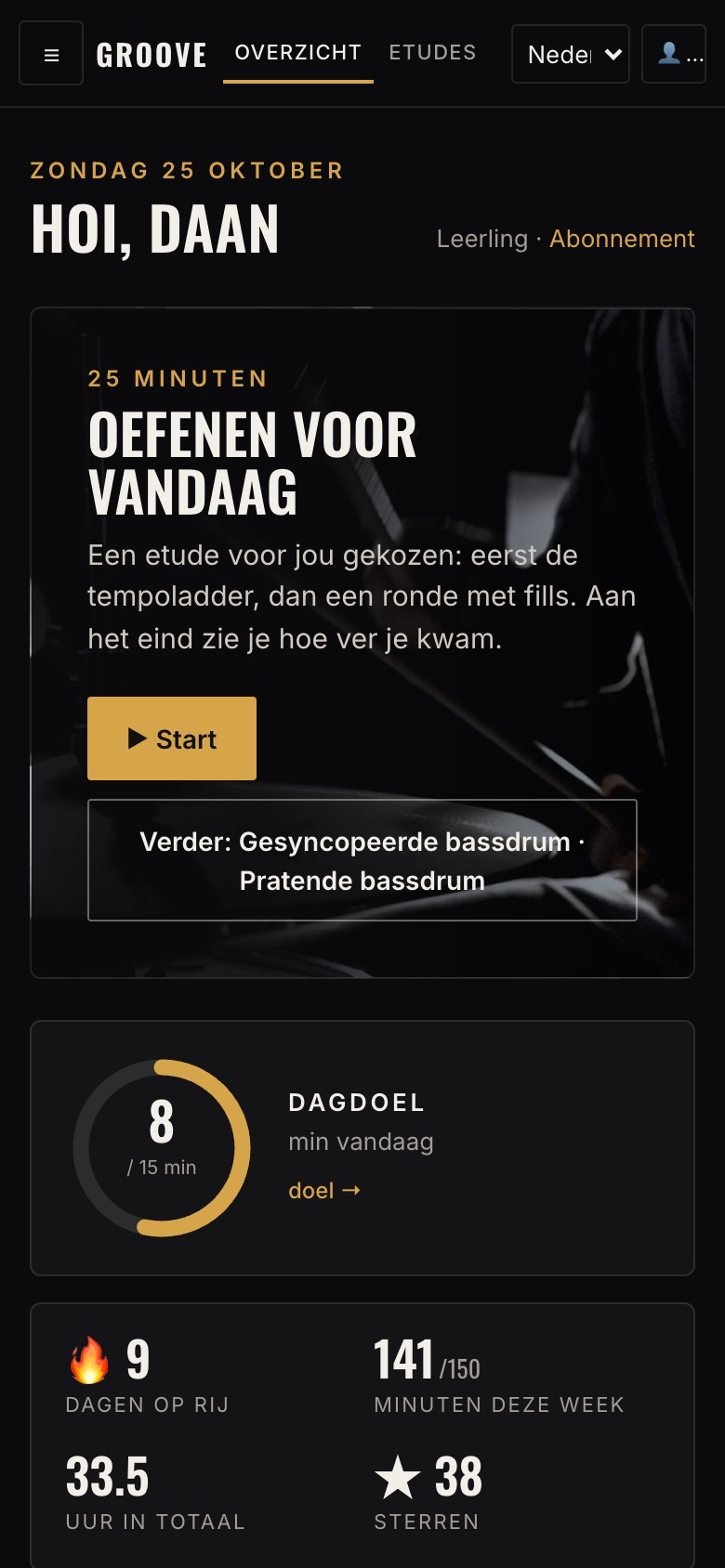 Groove Coach op een telefoon